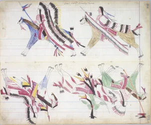 War Party Coming Home, Illustration from the Black Horse Ledger, 1877-79