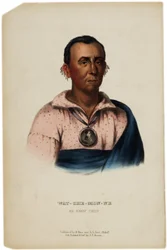 Wat-Che-Mon-Ne, Ioway Chief, print made by J. T. Bowen, illustration from The History of the Indian Tribes of North America by Thomas L. McKenney and James Hall
