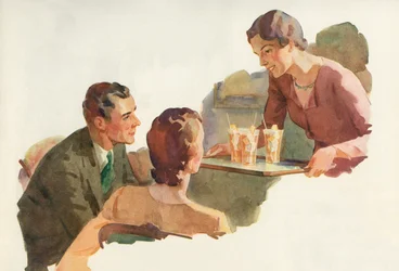Woman Serving Iced Tea to Her Friends