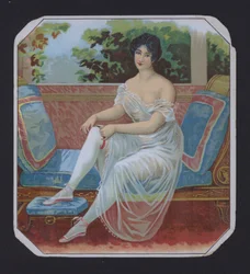 Woman in a negligee, cigar label