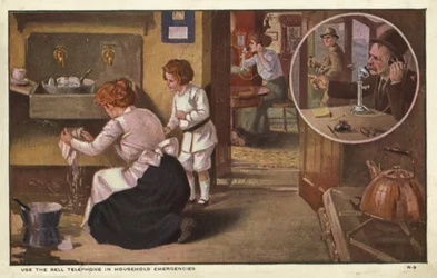 Woman Telephoning a Plumber