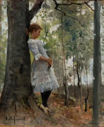 Girl in a Leaf Forest