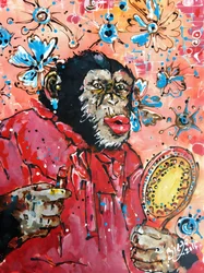 Chimpanzee Applying Lipstick