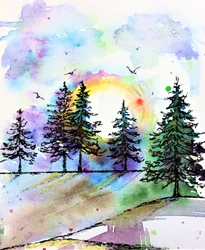 Vibrant Forest Sunset