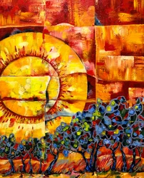 Vibrant Sunset Trees