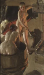 Girls from Dalarna Having a Bath, 1908