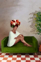 Floral Woman on Sofa