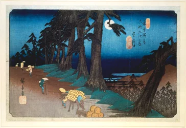 Full Moon at Mochizuki, from 69 stations of Kisokaido