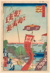 Kanasugi Bridge, Shibaura from the Series One Hundred Views of Edo
