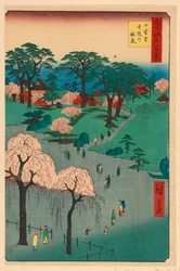 Nippori, Temple Gardens from the Series One Hundred Famous Views of Edo