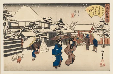 Woodblock Print - Ladies in Snow