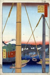 One Hundred Famous Views of Edo: The Harbor Shrine and Inari Bridge at Teppozu