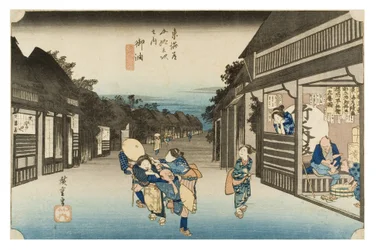 No. 36 Goyu - Waitresses Soliciting Travellers, Edo Period