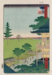 Sazai Hall, Five Hundred Raken [Temple], from the series One Hundred Views of Famous Places in Edo