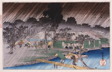 Twilight Shower at Tadasu Bank, from the series Famous Places of Kyoto