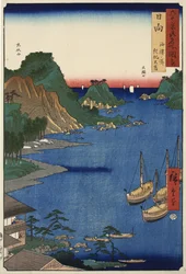 Yuzu Bay on the Island of Obi in Hyuga Province, no. 65 from the Series Pictures of Famous Places in the Sixty-odd Provinces, 1856