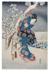 Lady in Snowy Landscape, Edo Period, c.1853