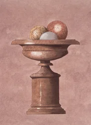 Marble Vase, Brown, Blue and Yellow Balls
