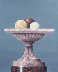 Marble Vase, White Black and Yellow Marble Balls