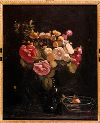 Roses in a black vase, 20th century