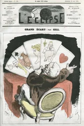 Big spread! Cartoon about the government of President Adolphe Thiers. Cover in L