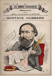 Cartoon of Nicolas Gustave Hubbard (1828-1888) English political economist from 