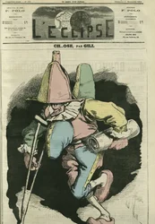 Ch... dares, illustration of a harlequin with a bekeel and having a horn on his stomach and back. Cover in L