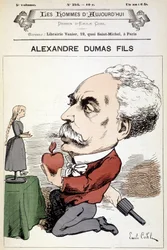 Humorous Drawing on Alexandre Dumas Fils. Cover Les Hommes d