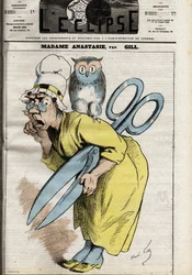 Madame Anastasia with the scissors of censorship. Illustration by Andre