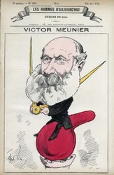 Portrait of Amedee-Victor Meunier (1817-1894), a scientific journalist, he worked in the popularization of science. Cartoon by Gill, Paris.