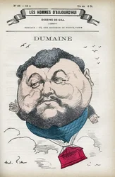 Portrait of Dumaine, French artist of the 19th century. Caricature by Gill, Paris