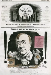 Portrait of Emile de Girardin (1806-1881), French journalist. Cartoon by Gill, in The Moon, November 11