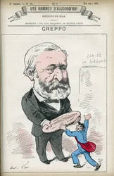 Portrait of Louis Greppo, a French politician, he was depute of the Rhone and the Seine. Cartoon by Gill, Paris