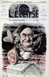 Sainte-Beuve (free eater) - Cartoon by Gill, in L