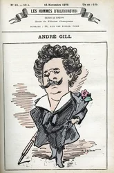 Self-portrait of Andre Gill (1840-1885), French cartoonist and illustrator. Cartoon in Les hommes d