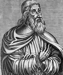 Portrait of Jacques de Molay, French Grand Master of Knights Templars (Engraving by Andre Thevet, 1584)