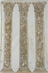 Architectural Motifs Forming a Border to the Procession of Caesar, by Andrea Andreani
