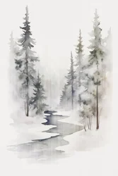 Serene Winter Forest Stream
