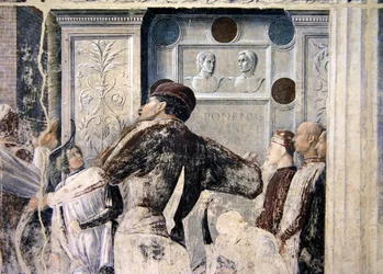 The Martyrdom of St. Christopher (detail of the spectators), c.1450-56