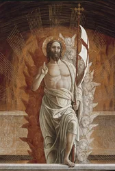 The Resurrection of Jesus Christ. Detail of the predella of the San Zeno Altarpiece