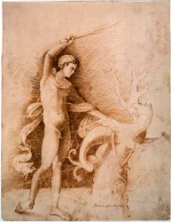 Young Man Fighting the Dragon