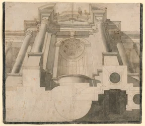 Architecture Seen from Below, Design for Plate 55 in Andrea Pozzo