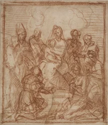 Enthroned Madonna with Child and Eight Saints Composition Study, 1528