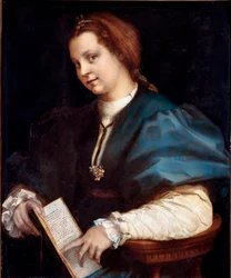 Portrait of an unknown (Lady at Petrarchino, the woman holds in her hands a copy of the Canzoniere by Petrarch)