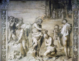 Saint John Baptizes Crowds