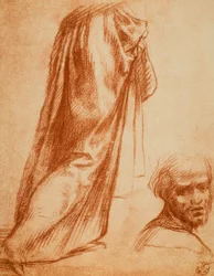 Study of Drapery and Male Portrait; Drawing by Andrea del Sarto. Gabinetto dei Disegni e delle Stampe, Uffizi Gallery, Florence