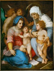 The Holy Family: Saint Mary, Jesus, Saint John the Baptist, and His Mother Saint Elizabeth
