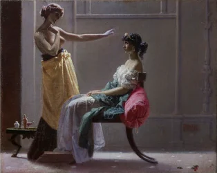 Venus fastens the girdle for Juno
