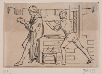 Johannes Gutenberg in his Workshop
