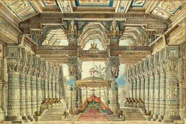 Stage design for the ballet Caesar in Egypt by G. Haendel, 1834